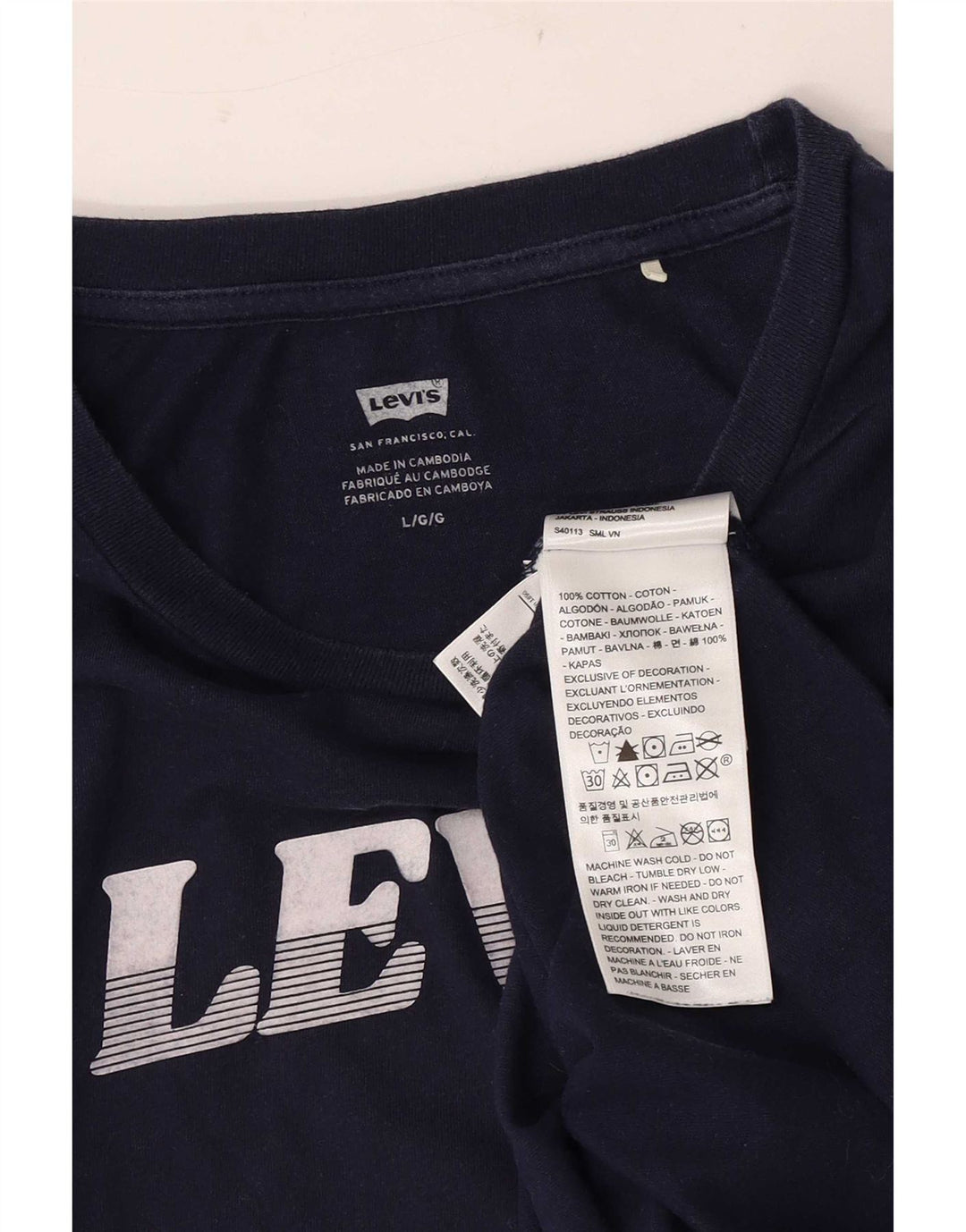 Levi's Camiseta gráfica para hombre Top grande de algodón azul marino