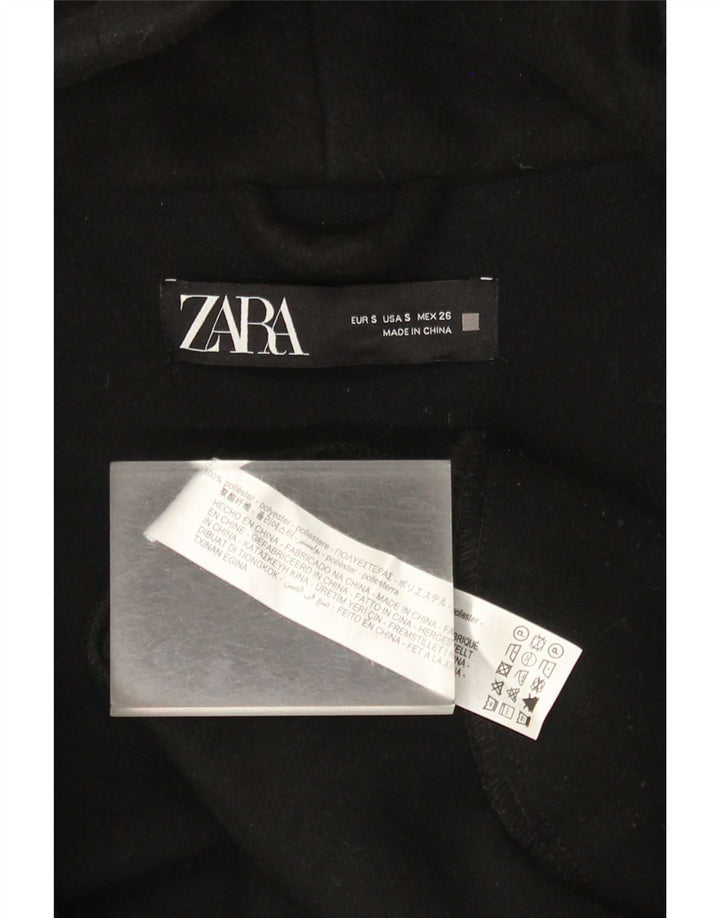 Zara Mujer Abrigo extragrande con capucha UK 10 Small Poliéster negro