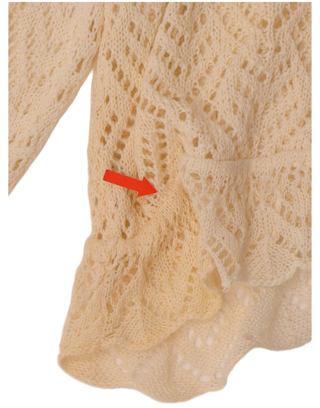 VINTAGE Mujer Crop 3/4 Manga Crochet Cardigan Suéter UK 18 XL Off White