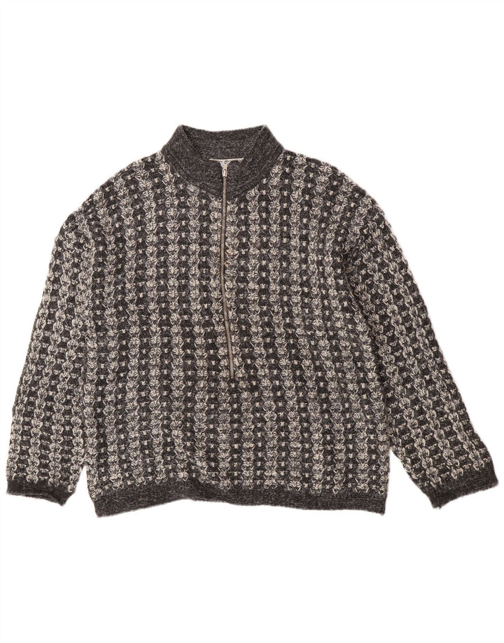 S.Moritz Jersey De Cuello Con Cremallera Para Hombre Pequeño Gris A Rayas