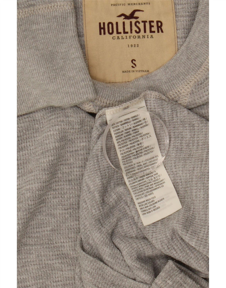 Camiseta Hollister Hombre Manga Larga Algodón Gris Pequeño