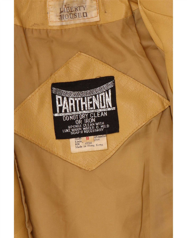 Vintage mujer chaqueta de cuero Reino Unido 8 pequeño amarillo