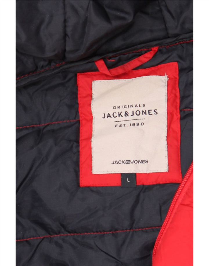 JACK & JONES Chaqueta acolchada con capucha para hombre UK 40 Large Red