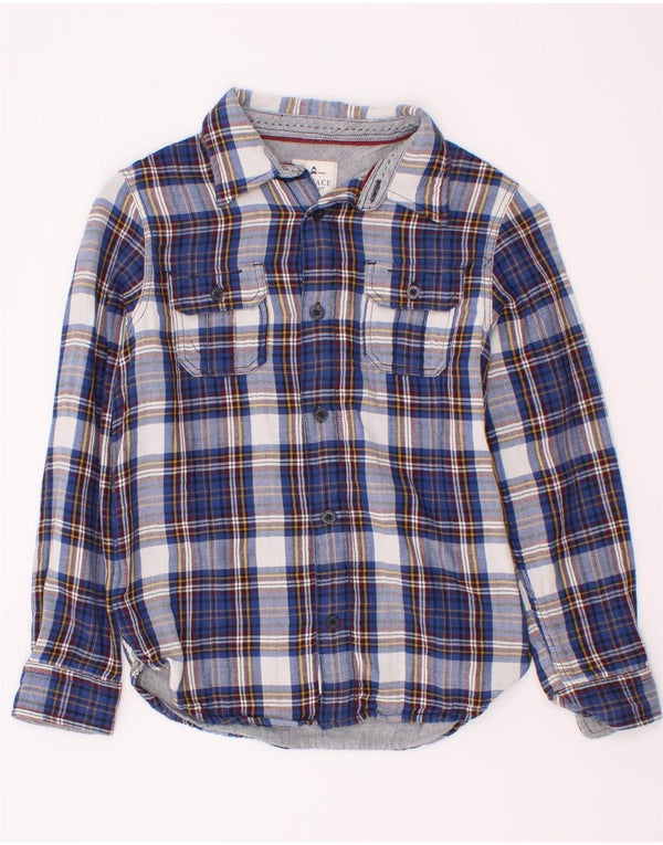 Camisa de franela para niño Fat Face 8-9 años Algodón a cuadros azul marino