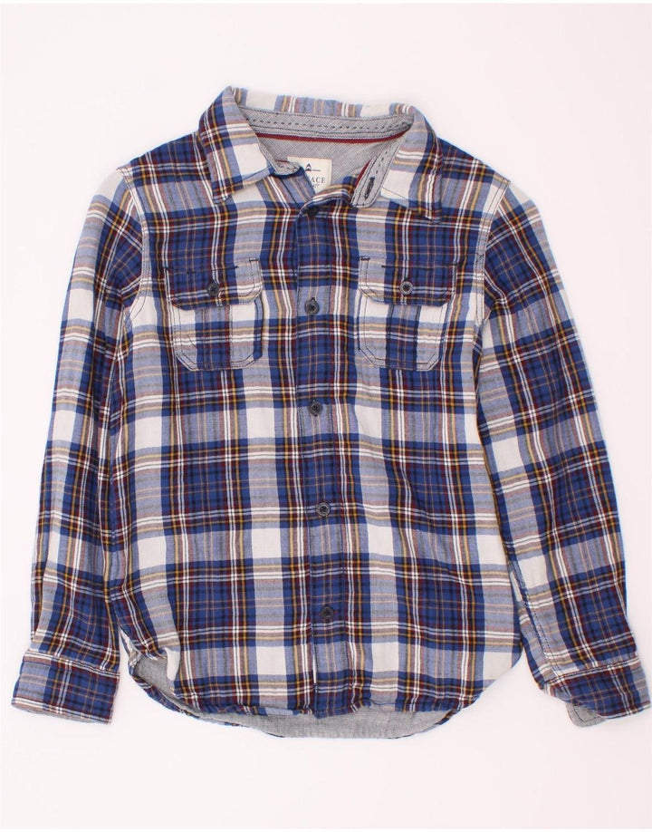 Camisa de franela para niño Fat Face 8-9 años Algodón a cuadros azul marino