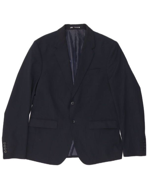Zara Chaqueta tipo blazer de 2 botones para hombre EU 52 Grande Azul marino