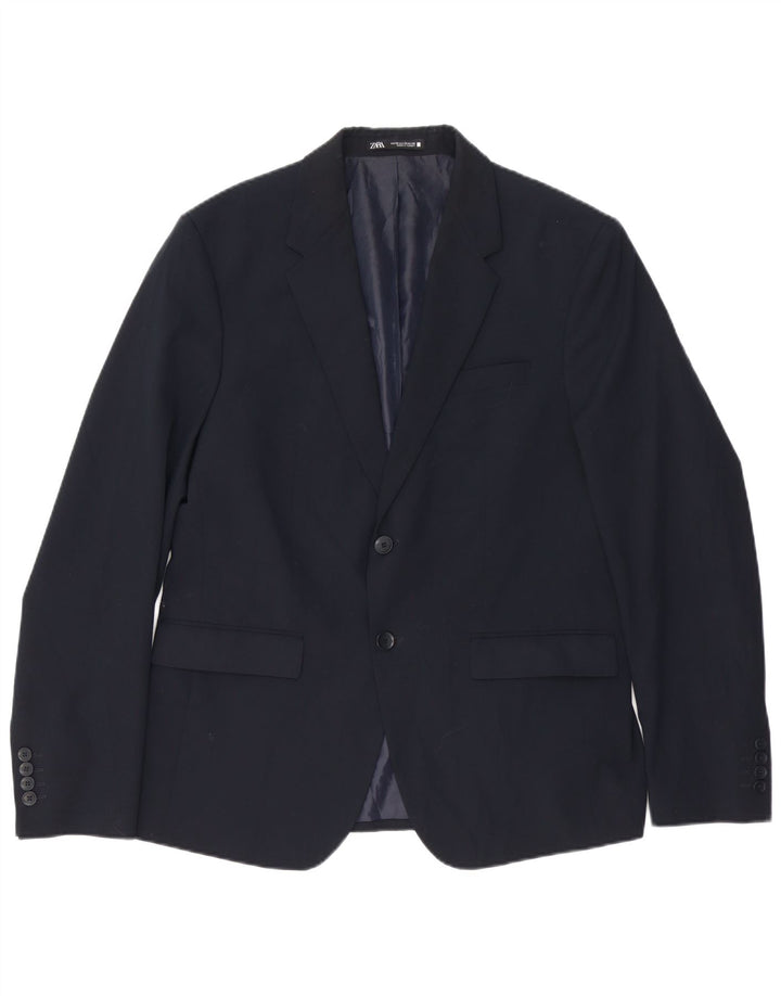 Zara Chaqueta tipo blazer de 2 botones para hombre EU 52 Grande Azul marino