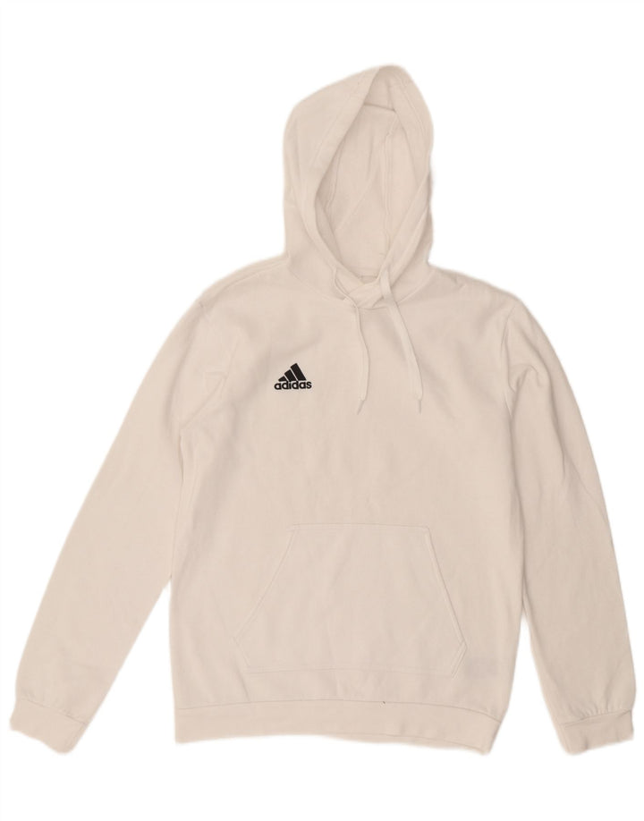 ADIDAS Mens Hoodie Jumper Small White Cotton