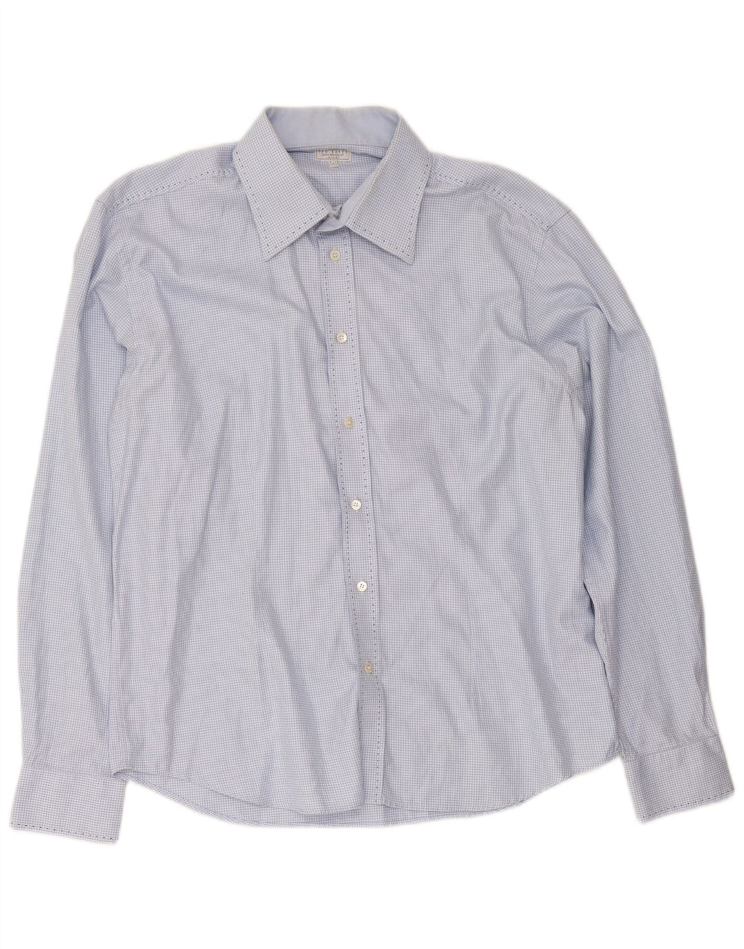 Ted Baker Camisa para hombre Talla 6 2XL Algodón de pata de gallo azul