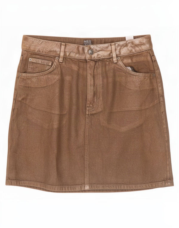 Marks & Spencer Minifalda vaquera para mujer UK 12 Medium W30 Algodón dorado