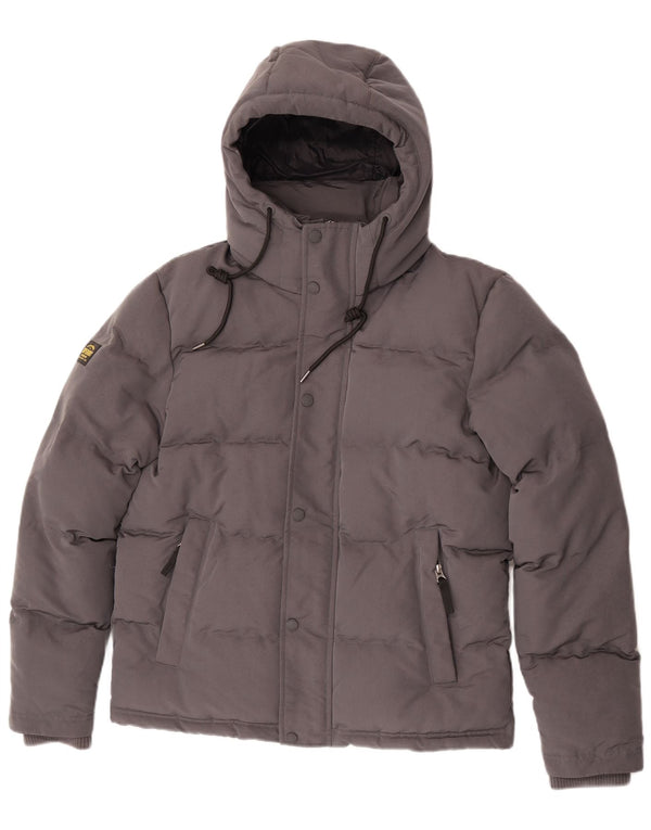 Superdry Chaqueta Acolchada Con Capucha Gráfica Para Hombre UK 36 Small Gris Poliéster