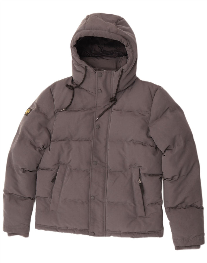 Superdry Chaqueta Acolchada Con Capucha Gráfica Para Hombre UK 36 Small Gris Poliéster
