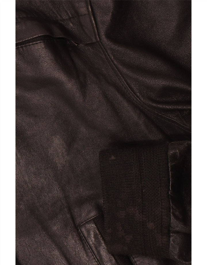 Chaqueta de cuero vintage para hombre IT 52 XL cuero negro