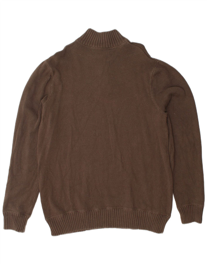 EDDIE BAUER Jersey con cuello y cremallera para hombre, talla grande, algodón marrón