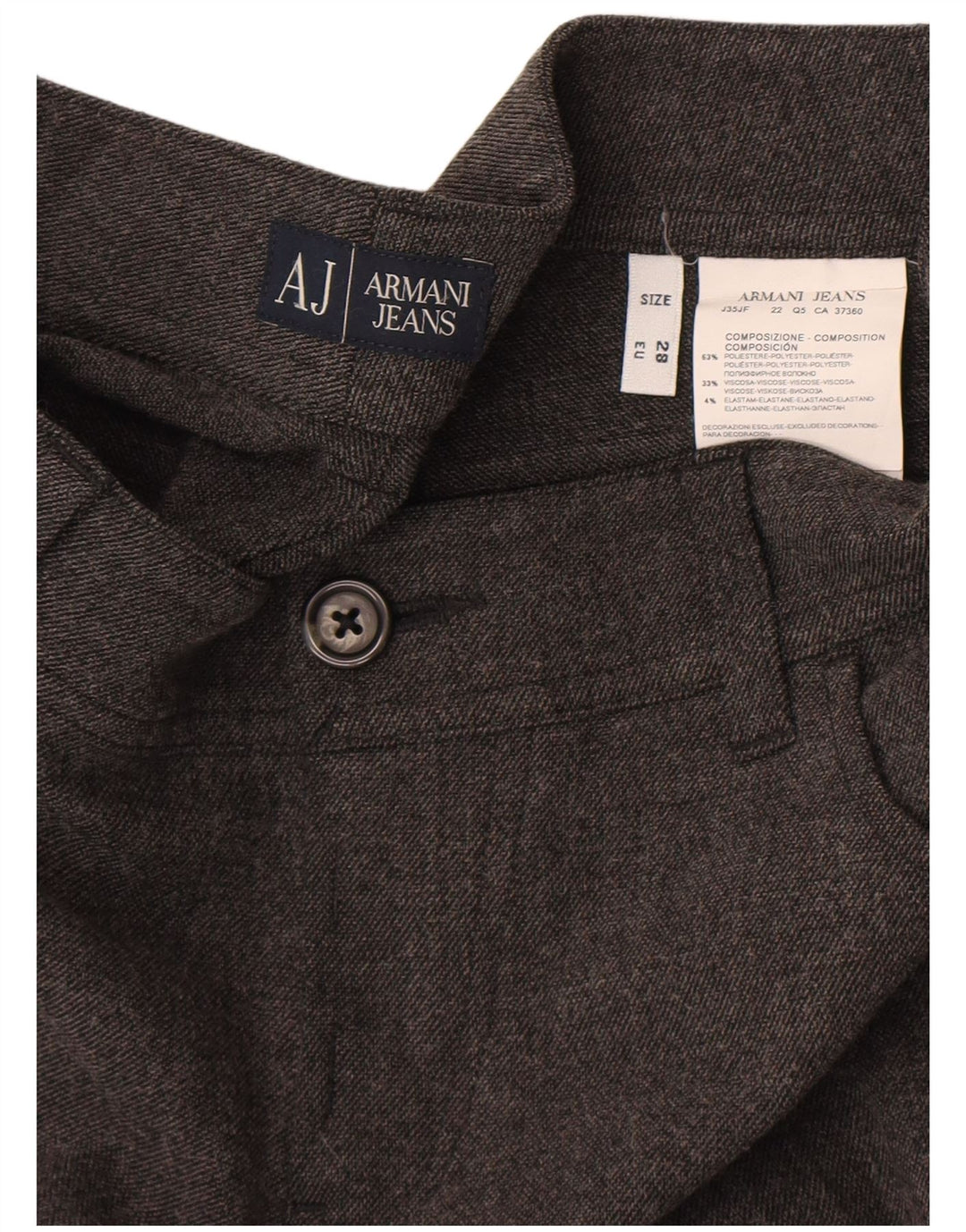 Armani Mens Slim Fit Pantalones Casuales W28 L29 Poliéster Gris
