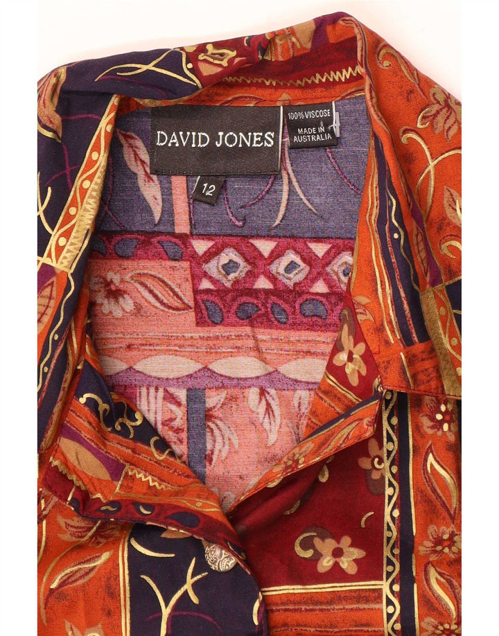David Jones Blusa para mujer US 12 Grande Multicolor Patchwork Viscosa