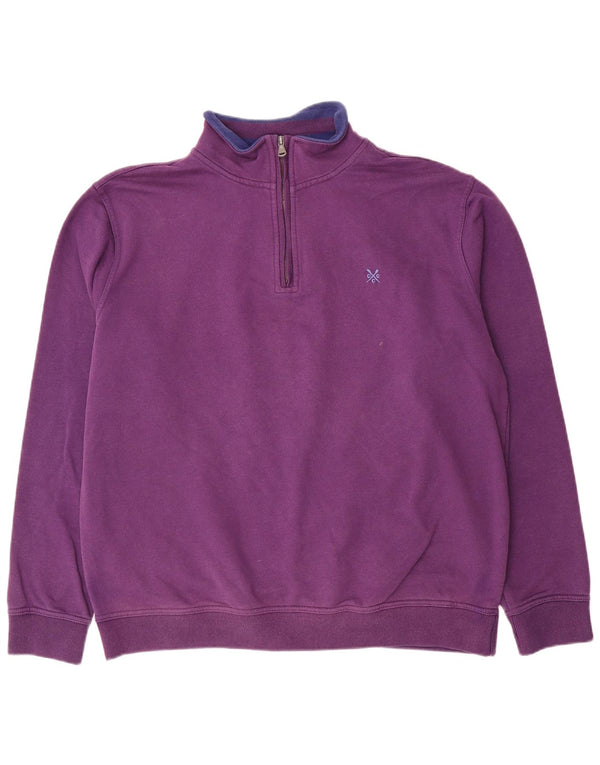 Crew Clothing - Sudadera con cuello y cremallera para hombre, talla 2XL, algodón morado
