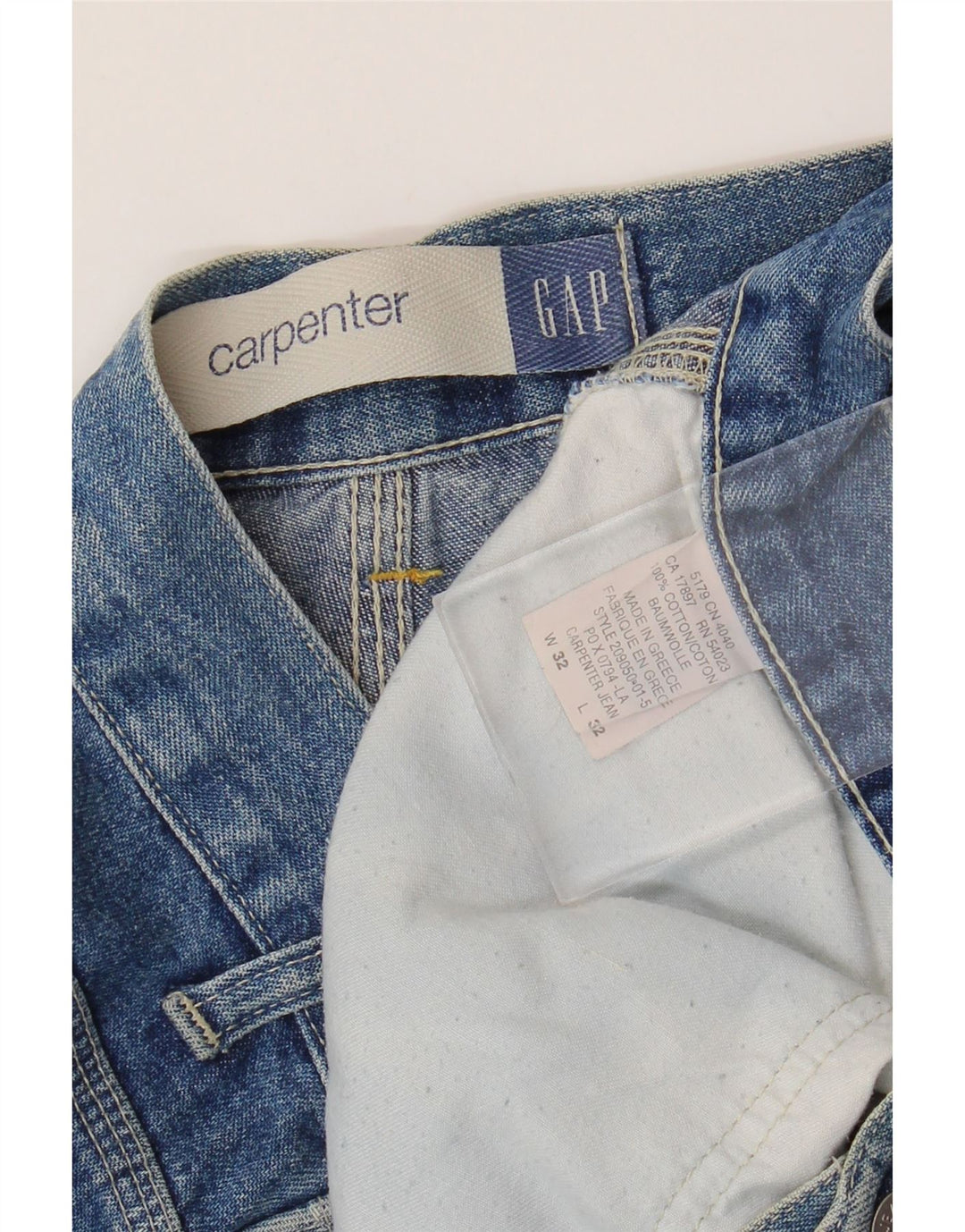 Gap Hombre Carpenter Cargo Vaqueros Rectos W32 L32 Algodón Azul