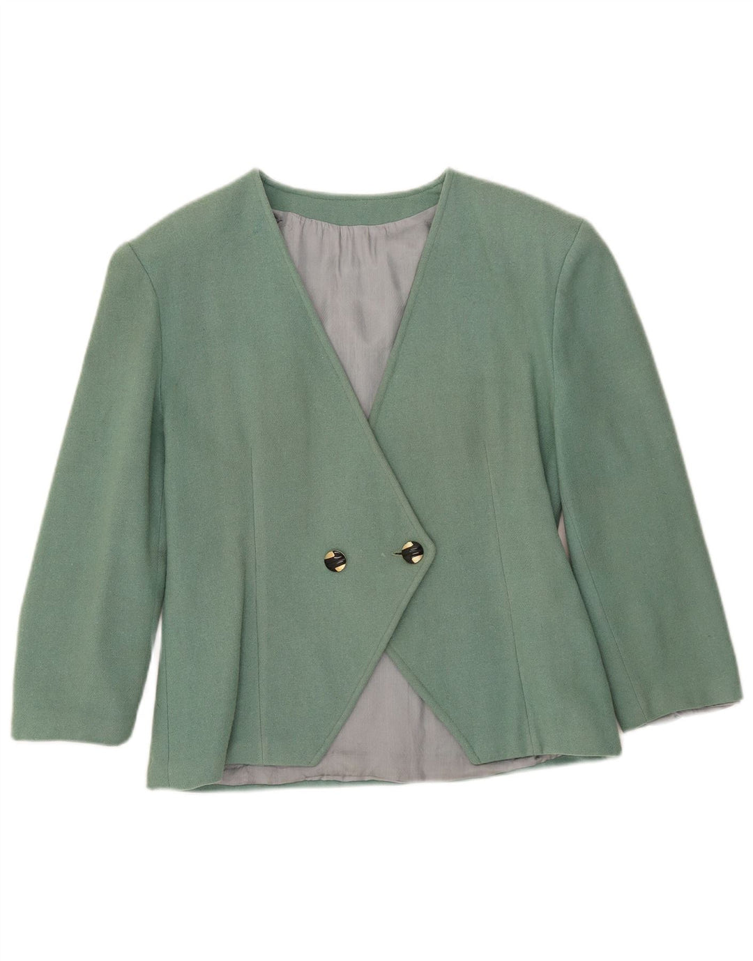 Vintage mujer 3/4 manga doble pecho Blazer chaqueta Reino Unido 8 pequeño verde