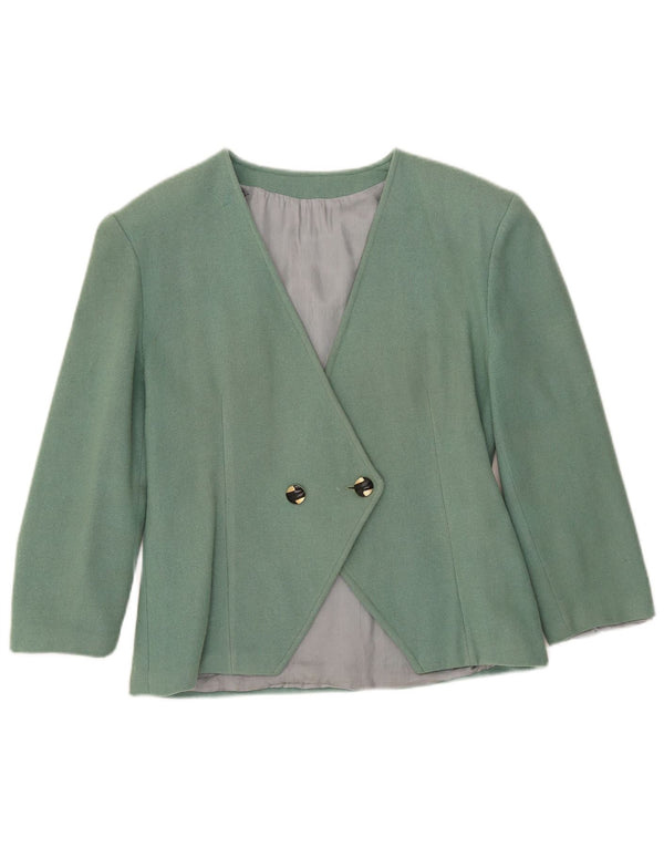 Vintage mujer 3/4 manga doble pecho Blazer chaqueta Reino Unido 8 pequeño verde