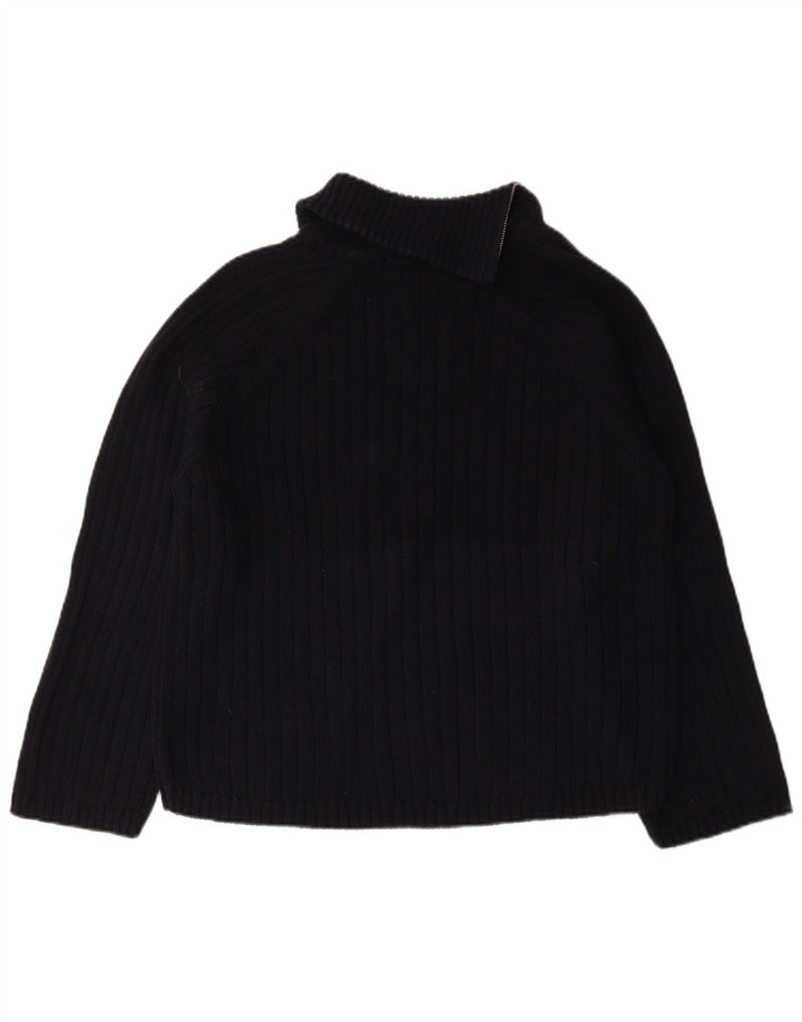 Zara Hombre Regular Fit Zip Neck Jumper Sweater Small Azul Marino Algodón