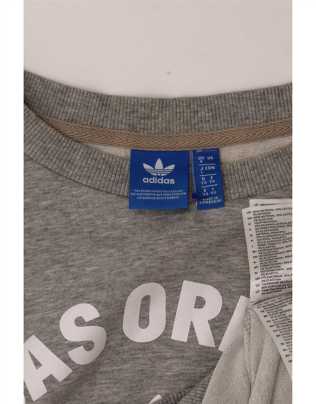 Adidas Mujer Gráfico Sudadera De Gran Tamaño Jersey Reino Unido 8 Pequeño Gris Algodón