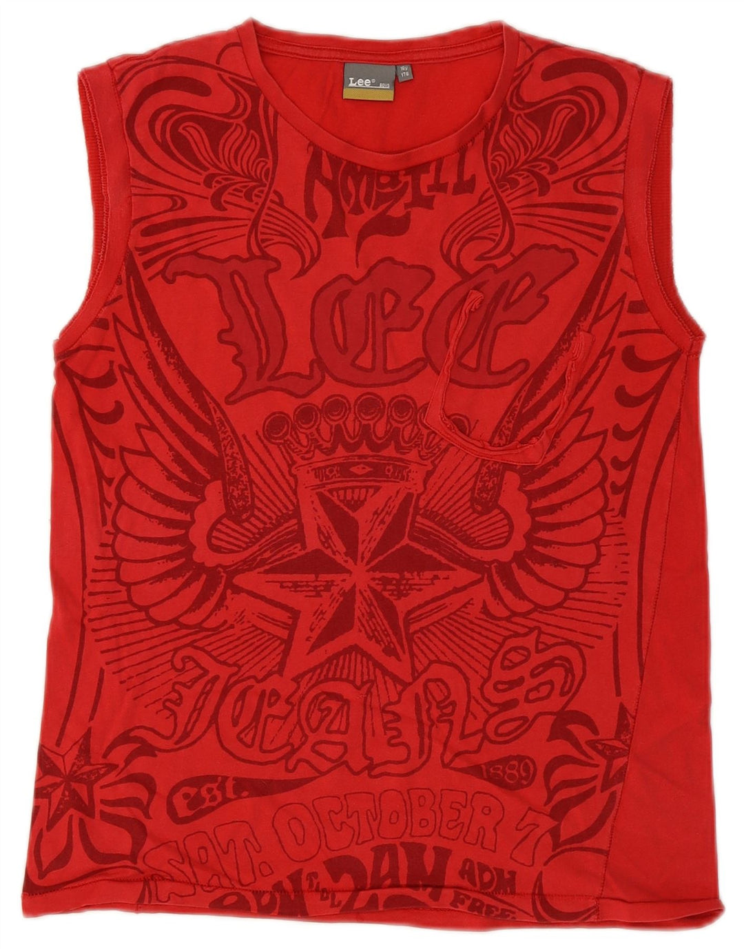Camiseta sin mangas con gráfico Lee para niño 15-16 años Algodón rojo