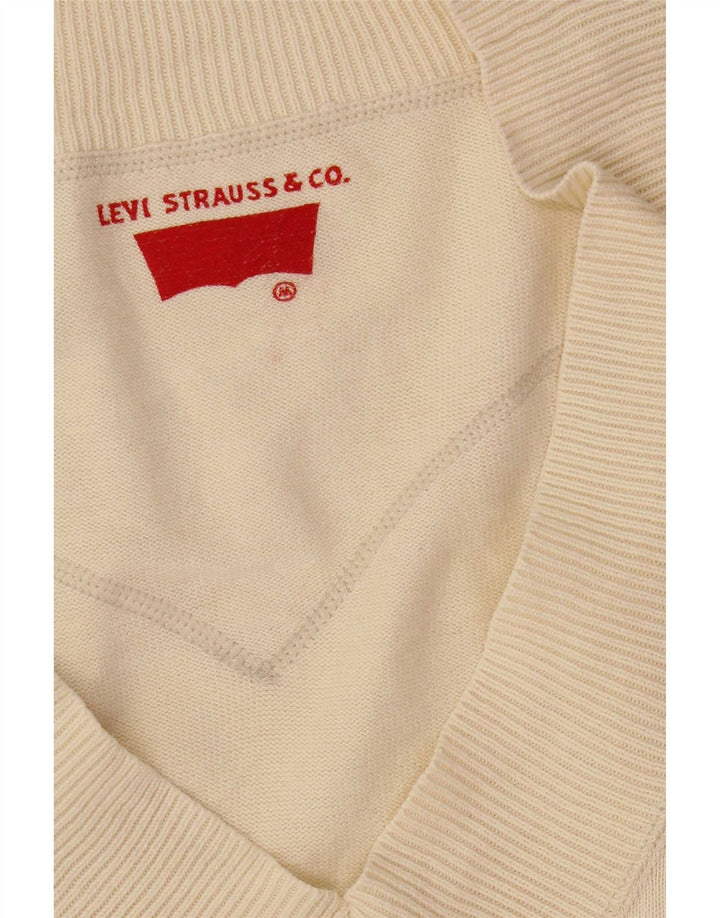 Levi's Suéter tipo jersey con cuello en V para mujer UK 12 Medium Off White