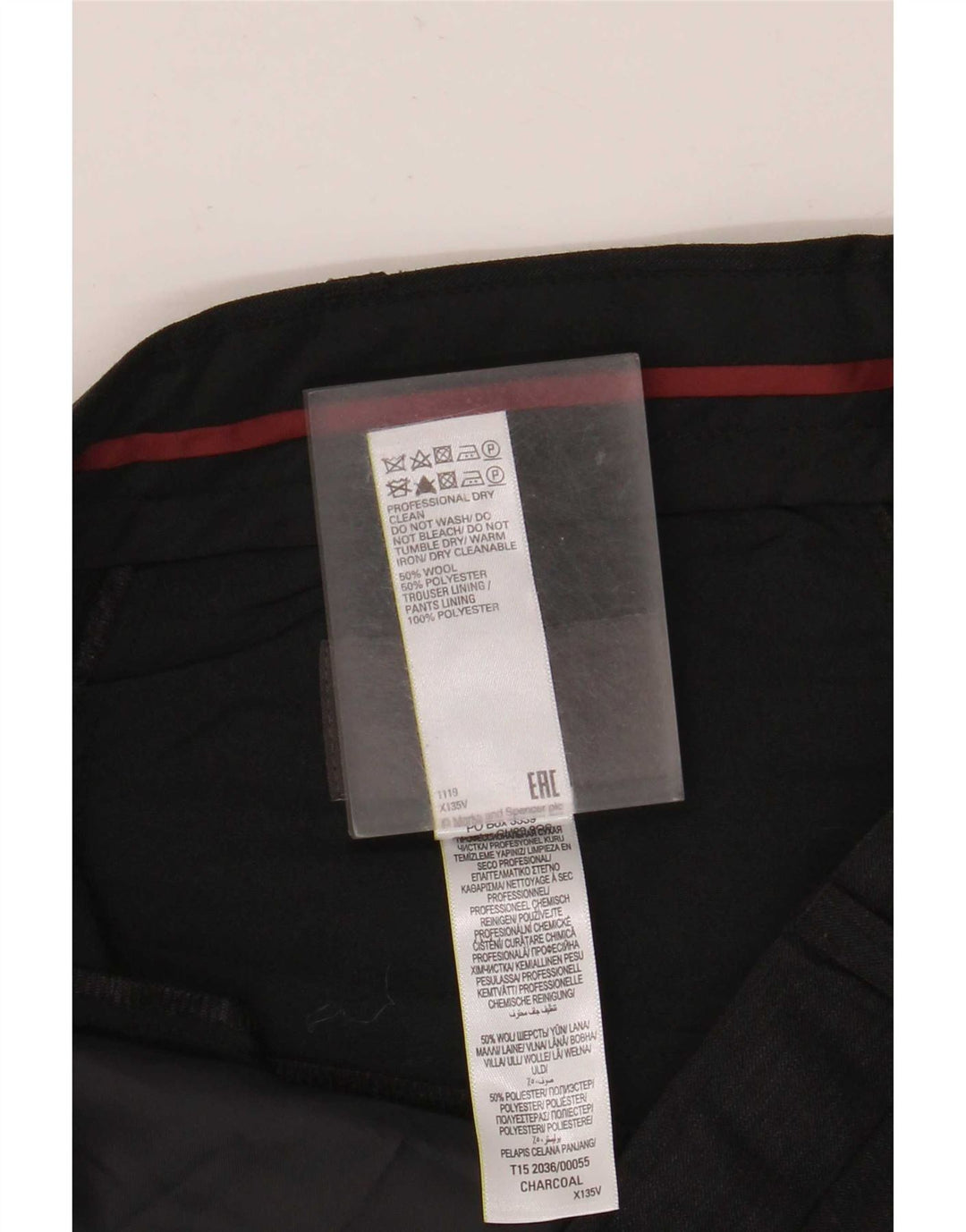 Marks & Spencer Pantalón de traje de corte regular para hombre W36 L31 Lana gris