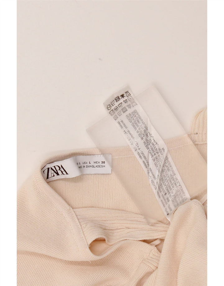 Zara Mujer Crop Cami Top UK 44 Large Viscosa Beige