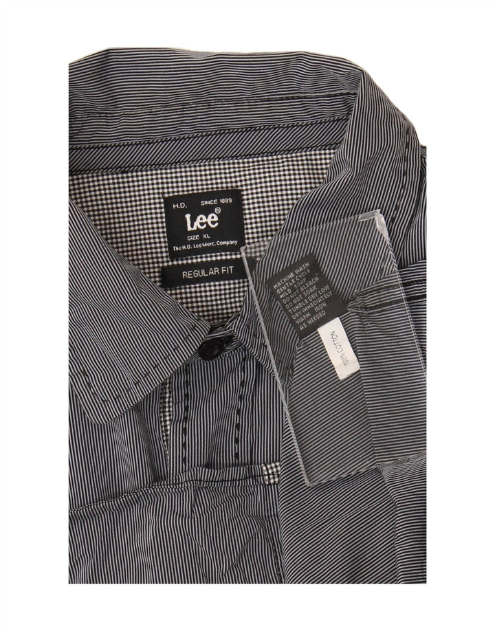 Camisa Lee Regular Fit XL De Algodón Con Rayas Azules Para Hombre