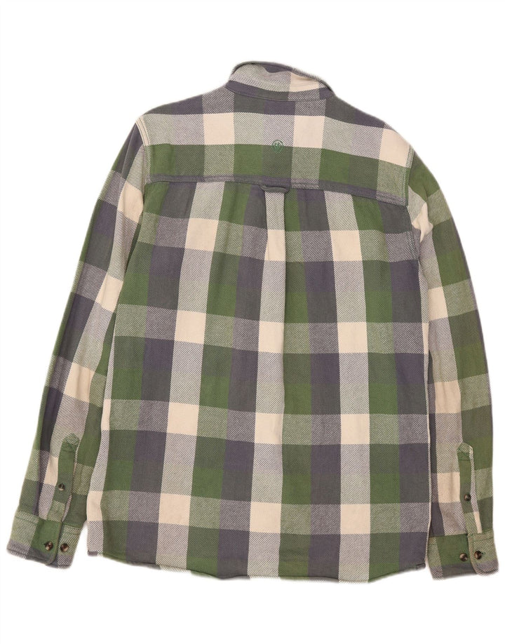 Camisa alta de franela de hombre de Fat Face de algodón a cuadros en verde medio