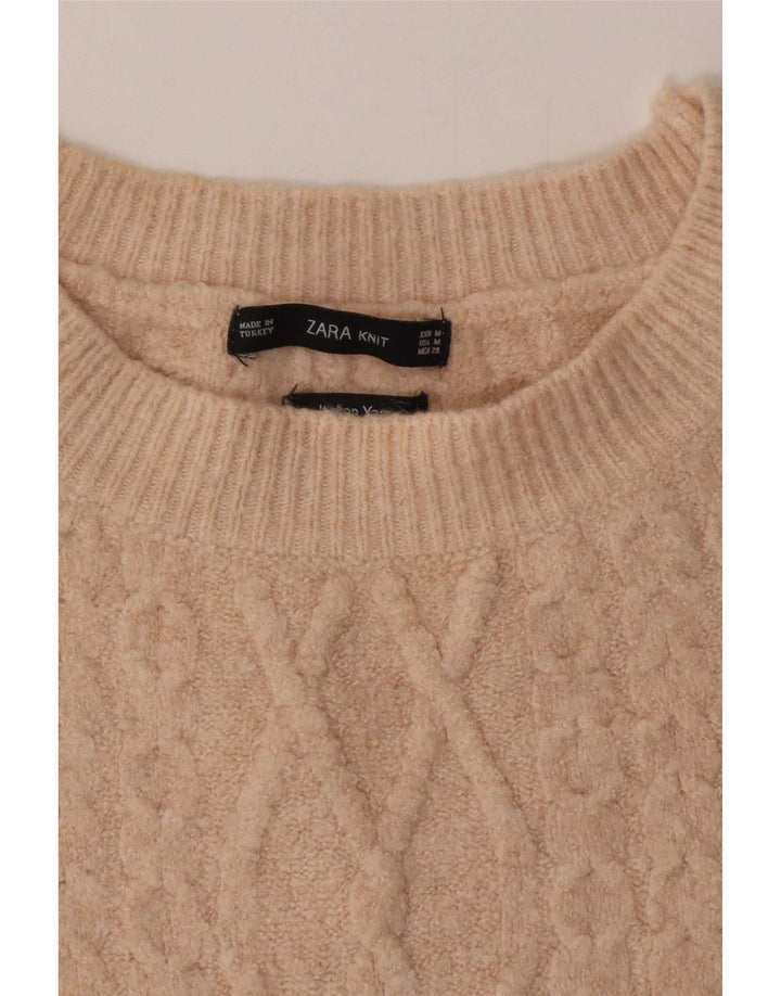 Zara Suéter Largo con Cuello Redondo para Mujer UK 44 Medio Beige
