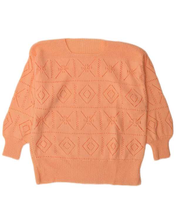 Vintage mujer barco cuello jersey suéter Reino Unido 16 naranja grande