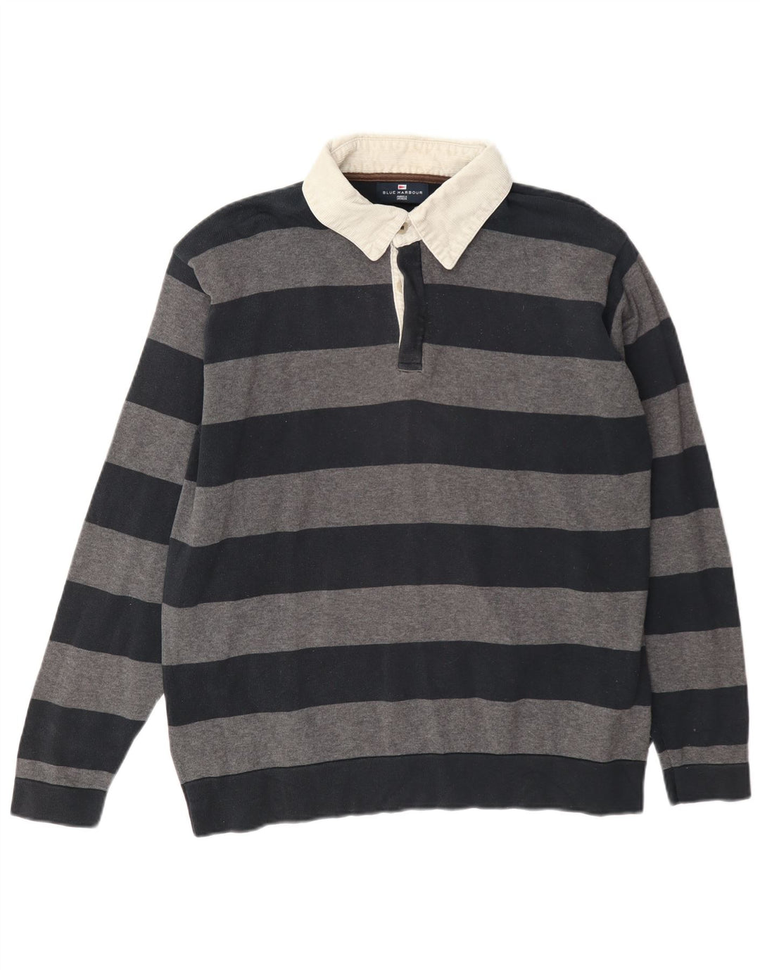 Marks & Spencer Jersey tipo jersey con cuello tipo polo en azul Harbor para hombre, talla mediana, negro