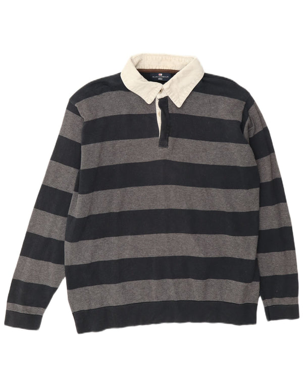 Marks & Spencer Jersey tipo jersey con cuello tipo polo en azul Harbor para hombre, talla mediana, negro