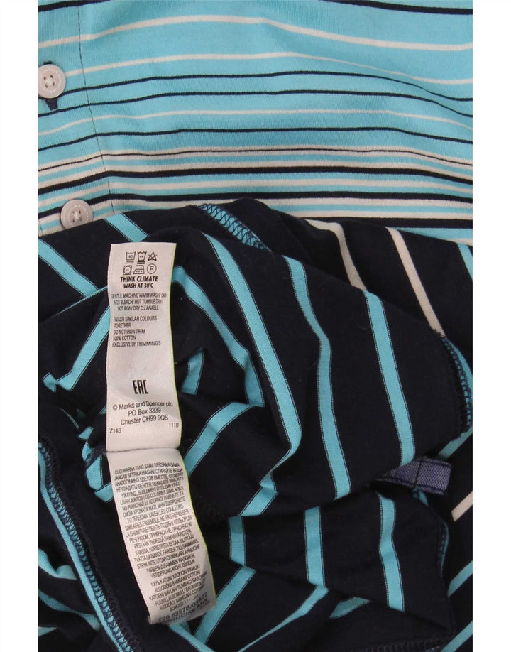 Marks & Spencer Polo para hombre XL Algodón a rayas azules