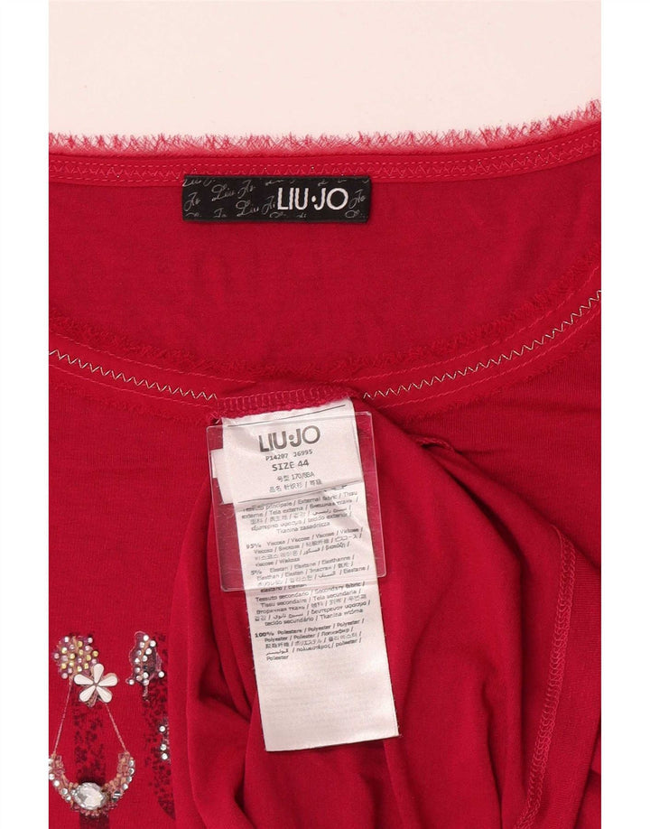 Liu Jo Mujer Regular Graphic Top Manga Larga IT 44 Viscosa Rosa Medio