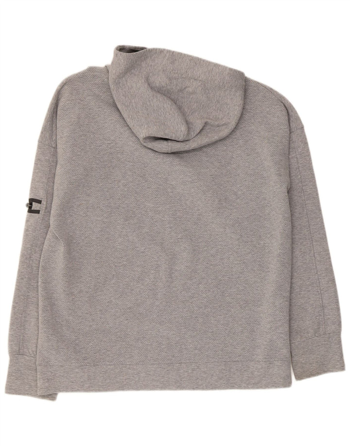 SUPERDRY Suéter con capucha y cremallera gráfica para hombre XL Algodón gris