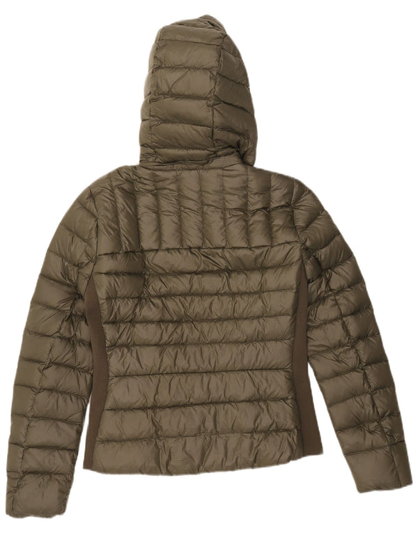 Zara Mujer Chaqueta Acolchada Con Capucha UK 42 Medium Caqui Colorblock