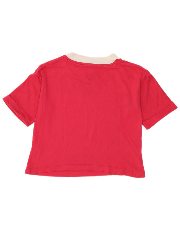 Adidas Camiseta corta gráfica para mujer UK 8 Small Pink Colourblock