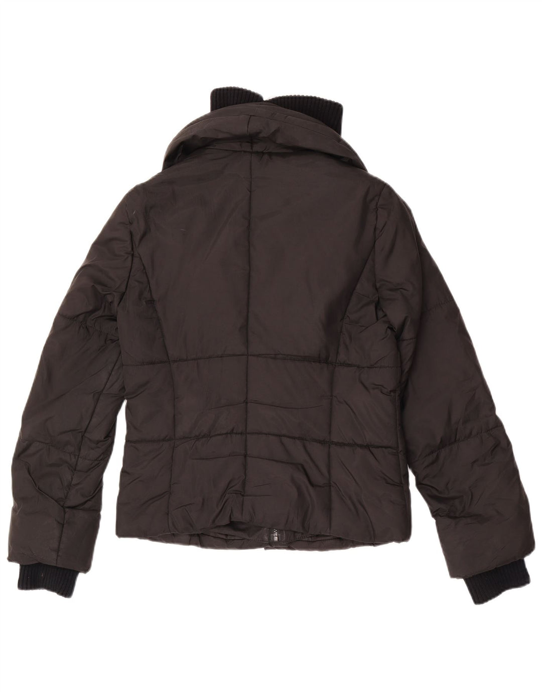 Zara Mujer Crop Chaqueta Acolchada EU 38 Small Negro Poliéster