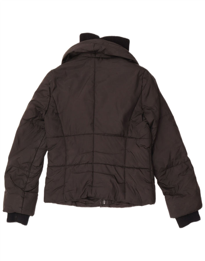 Zara Mujer Crop Chaqueta Acolchada EU 38 Small Negro Poliéster