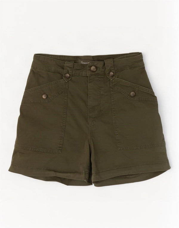 MINT VELVET Pantalones cortos chinos de cintura alta para mujer UK 10 Small W28 Algodón caqui