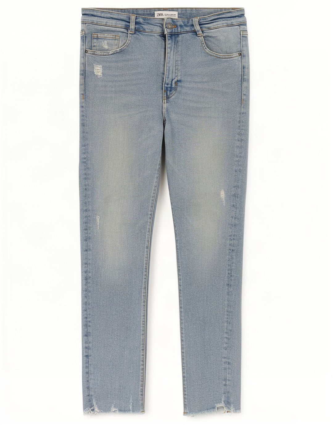 Zara Jeans Ajustados Desgastados para Mujer EU 40 Medium W30 L27 Azul