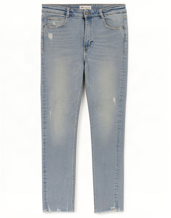 Zara Jeans Ajustados Desgastados para Mujer EU 40 Medium W30 L27 Azul