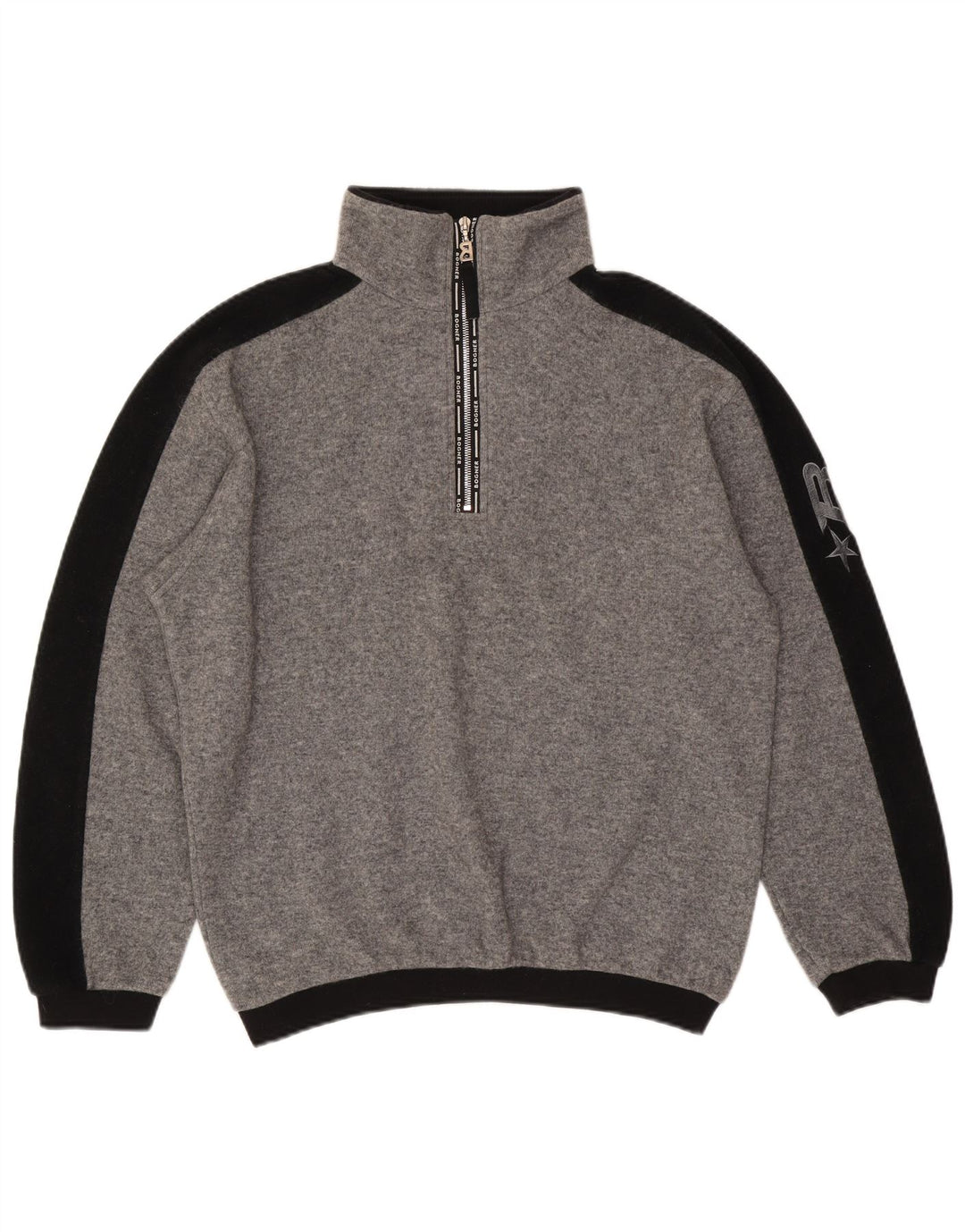 Bogner Hombre Jersey Gráfico Con Cremallera Y Cuello En Lana Gris Grande