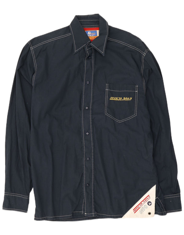 Invicta Mens Sailwear Graphic Shirt Small Azul Marino Colorblock Algodón