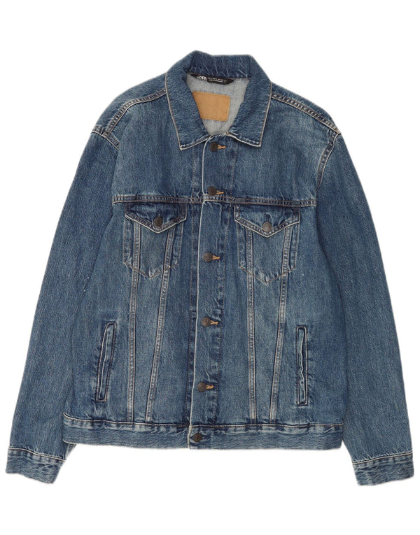 Zara - Chaqueta vaquera para hombre, talla 40, algodón azul grande