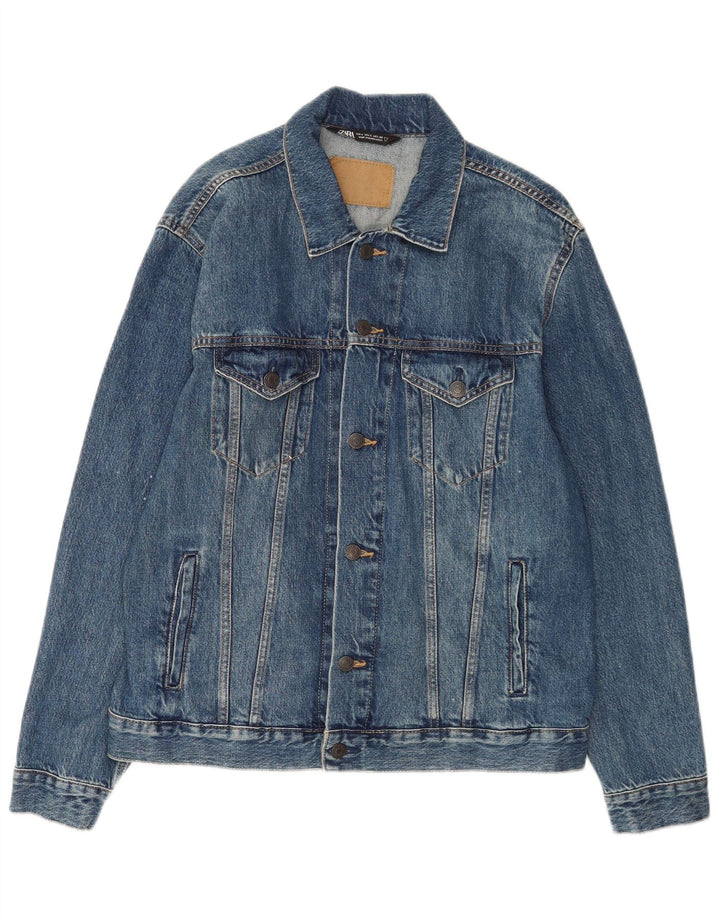 Zara - Chaqueta vaquera para hombre, talla 40, algodón azul grande
